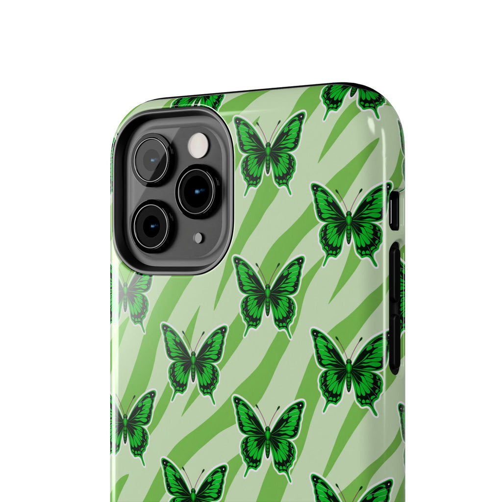 Green Butterfly and Zebra —Tough Phone Case