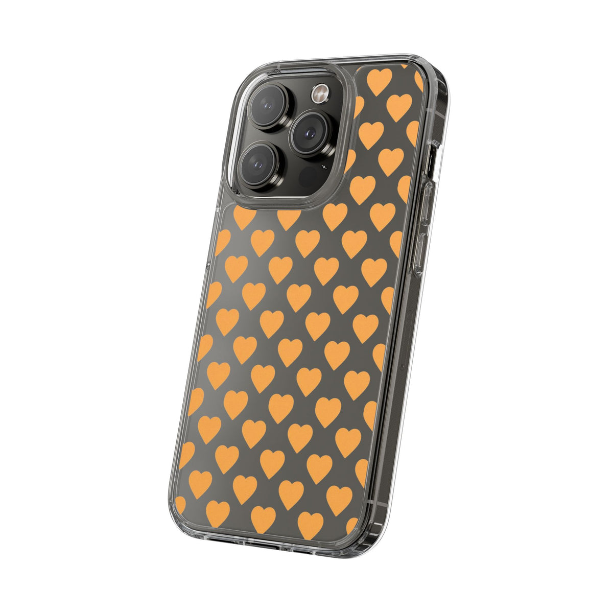 Orange Heart Pattern— Clear Phone Case