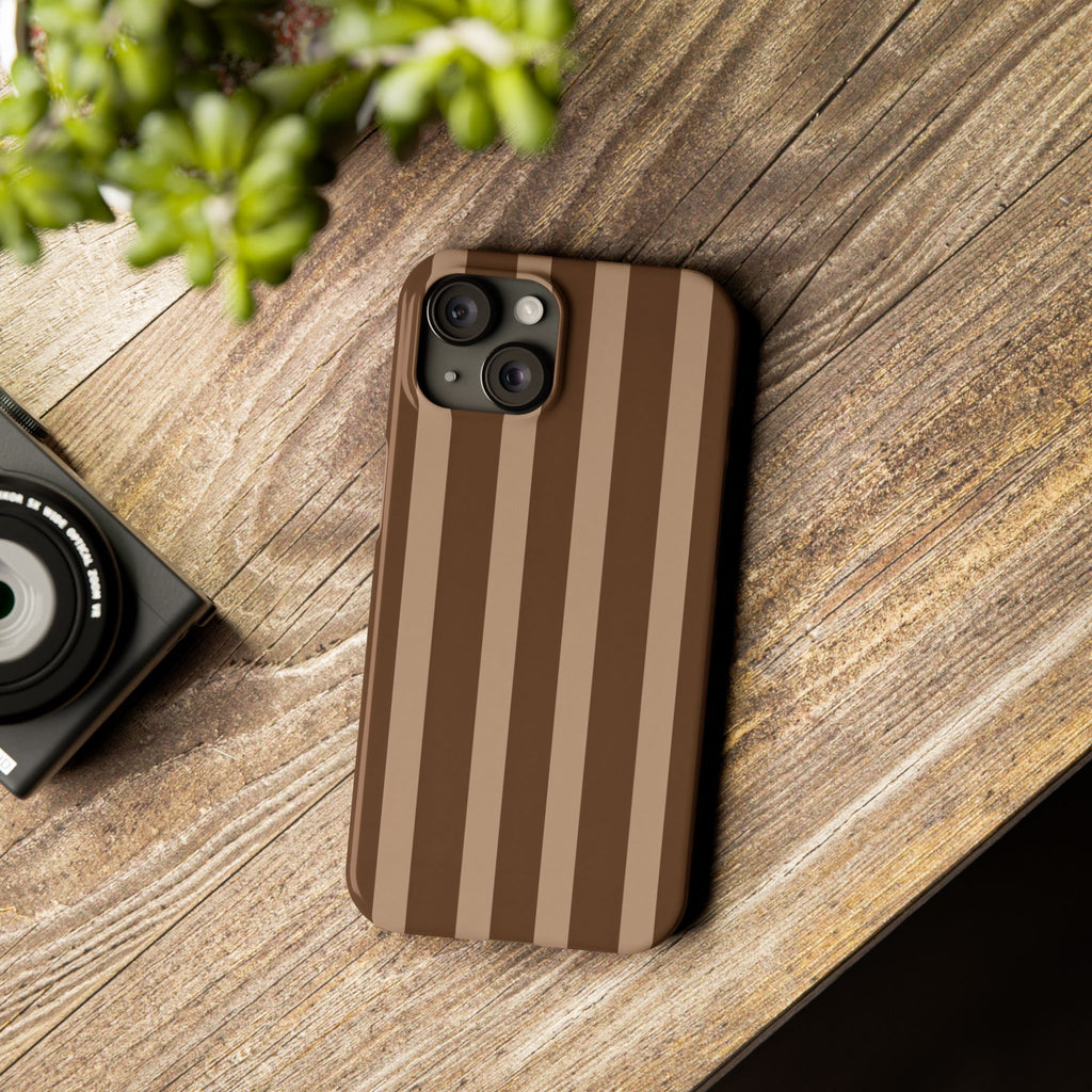 Retro Brown Stripes— Slim iphone Case