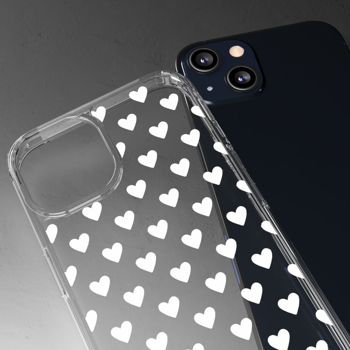 White Heart Pattern — Clear Phone Case
