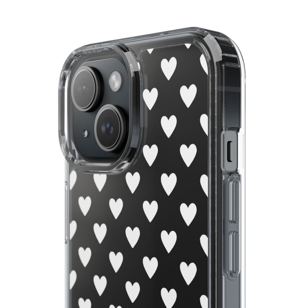 White Heart Pattern — Clear Phone Case