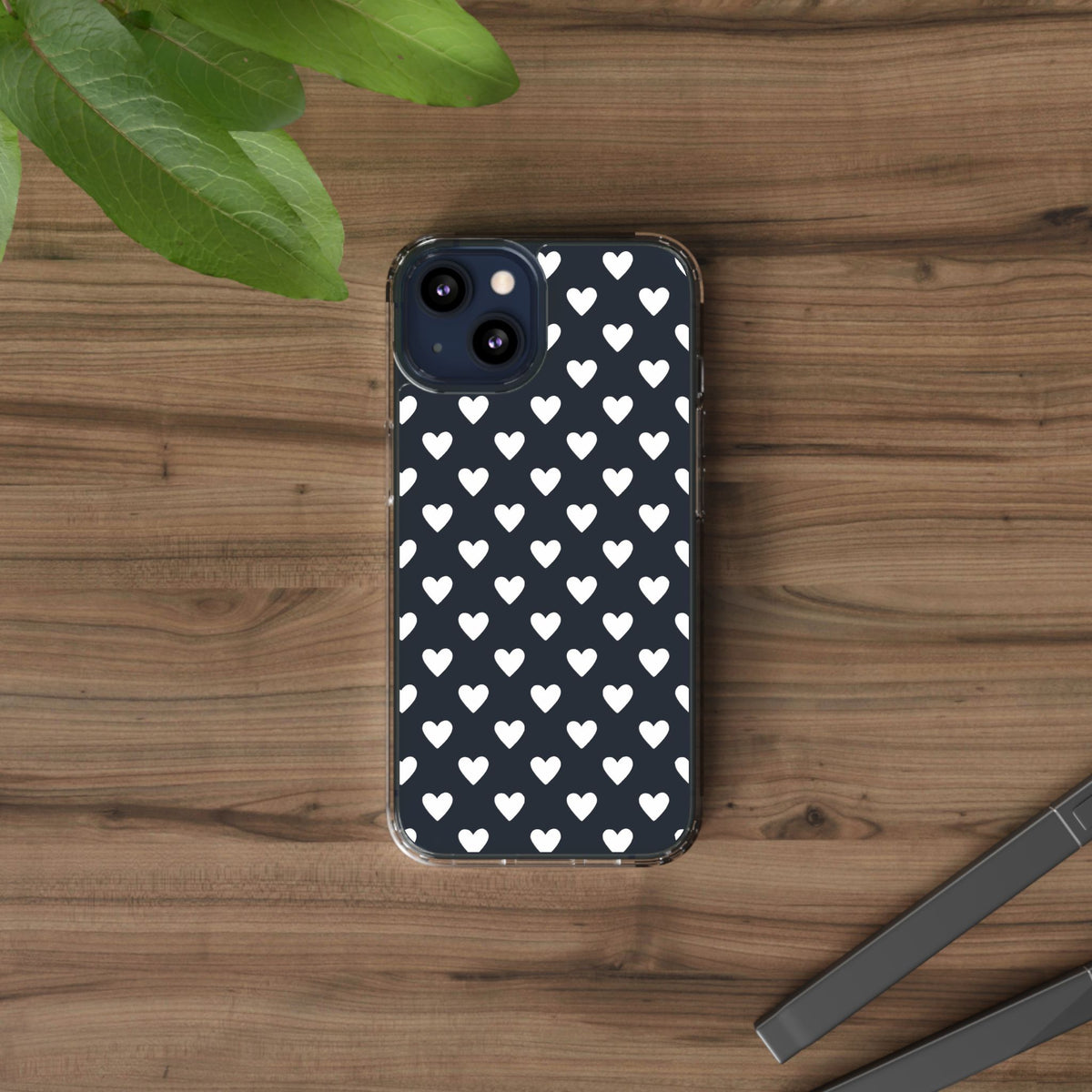 White Heart Pattern — Clear Phone Case
