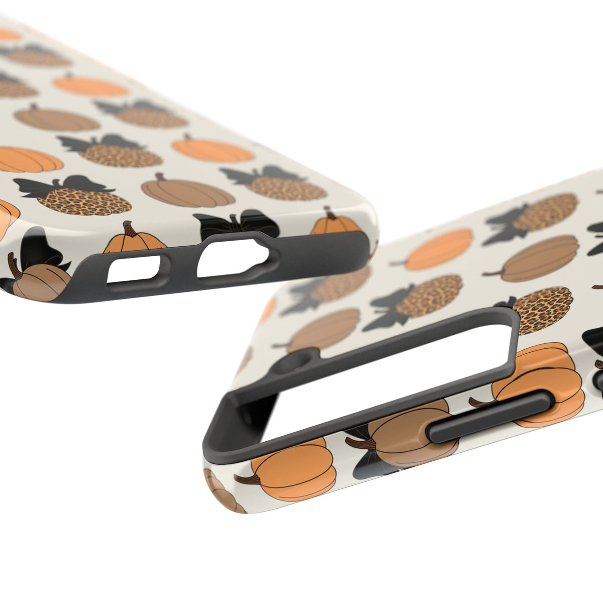 Leopard & Pumpkin Pattern Tough Phone Case — Fall Halloween Protective Cover