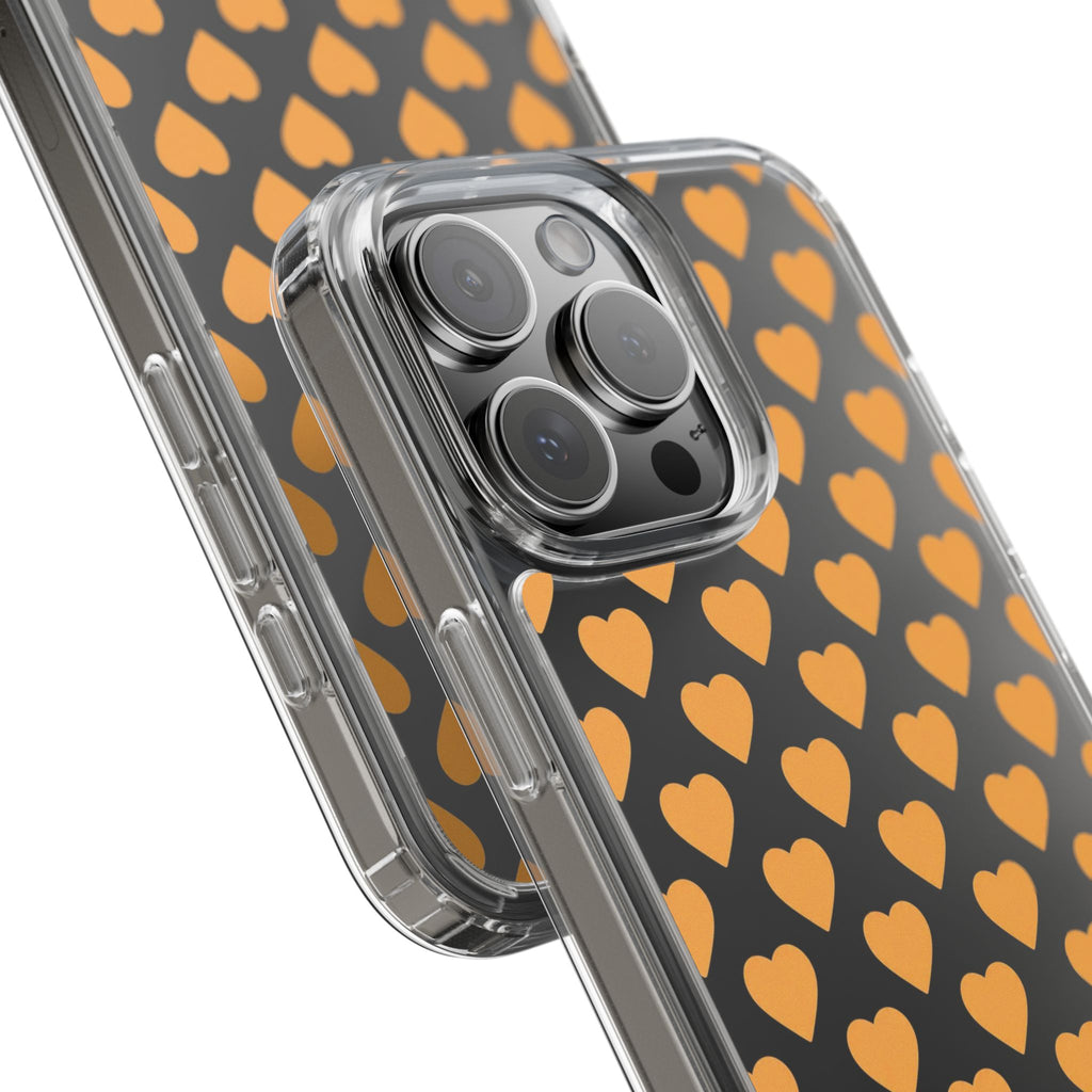 Orange Heart Pattern— Clear Phone Case