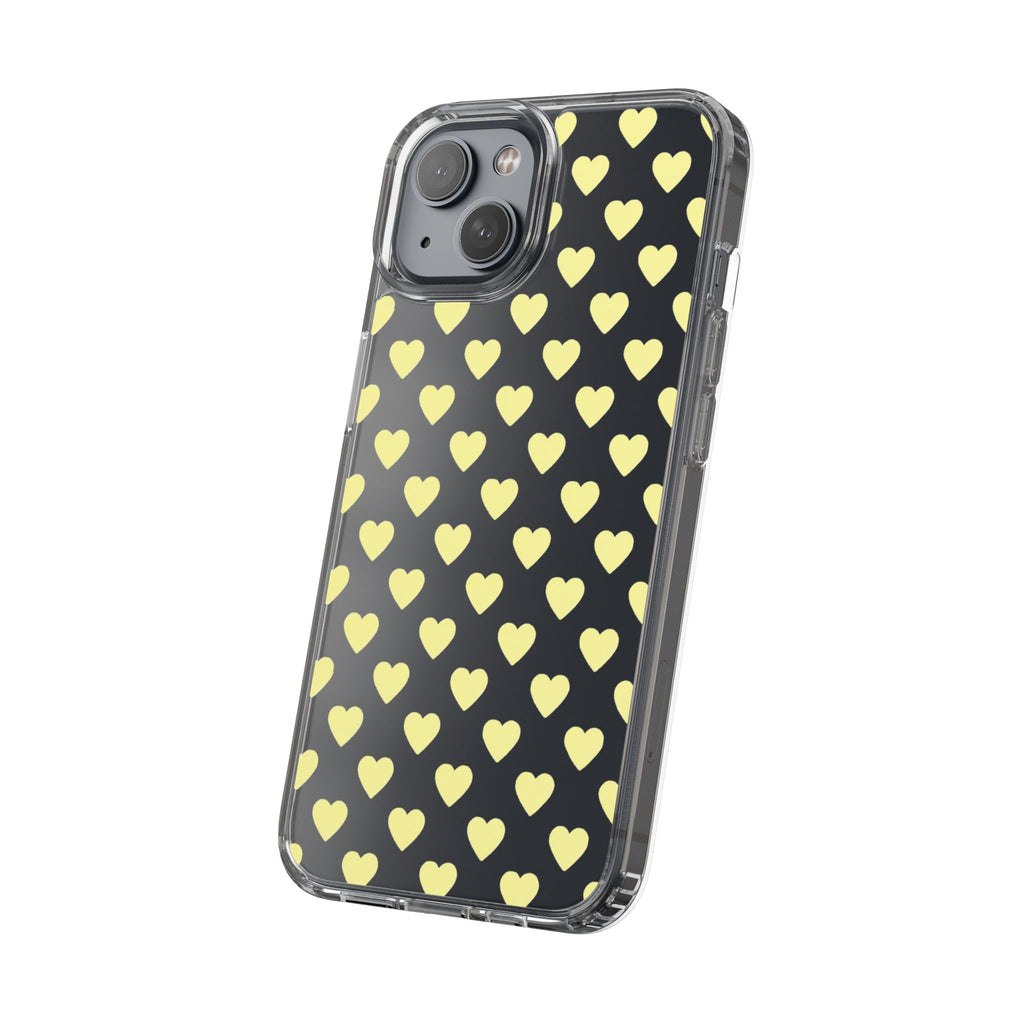 Yellow Heart Pattern — Clear Phone Case