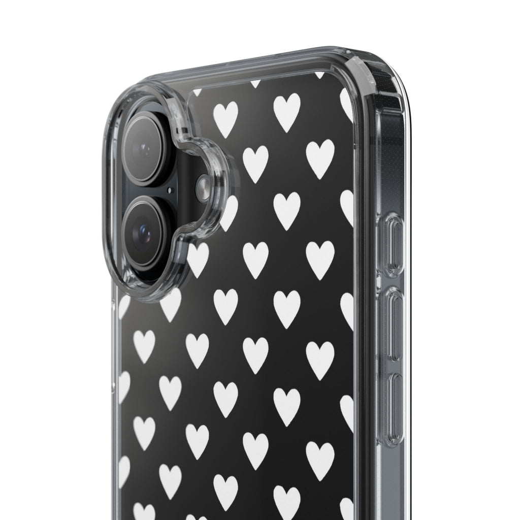 White Heart Pattern — Clear Phone Case