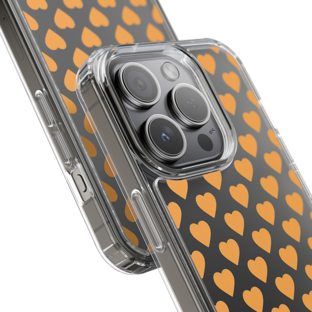 Orange Heart Pattern— Clear Phone Case
