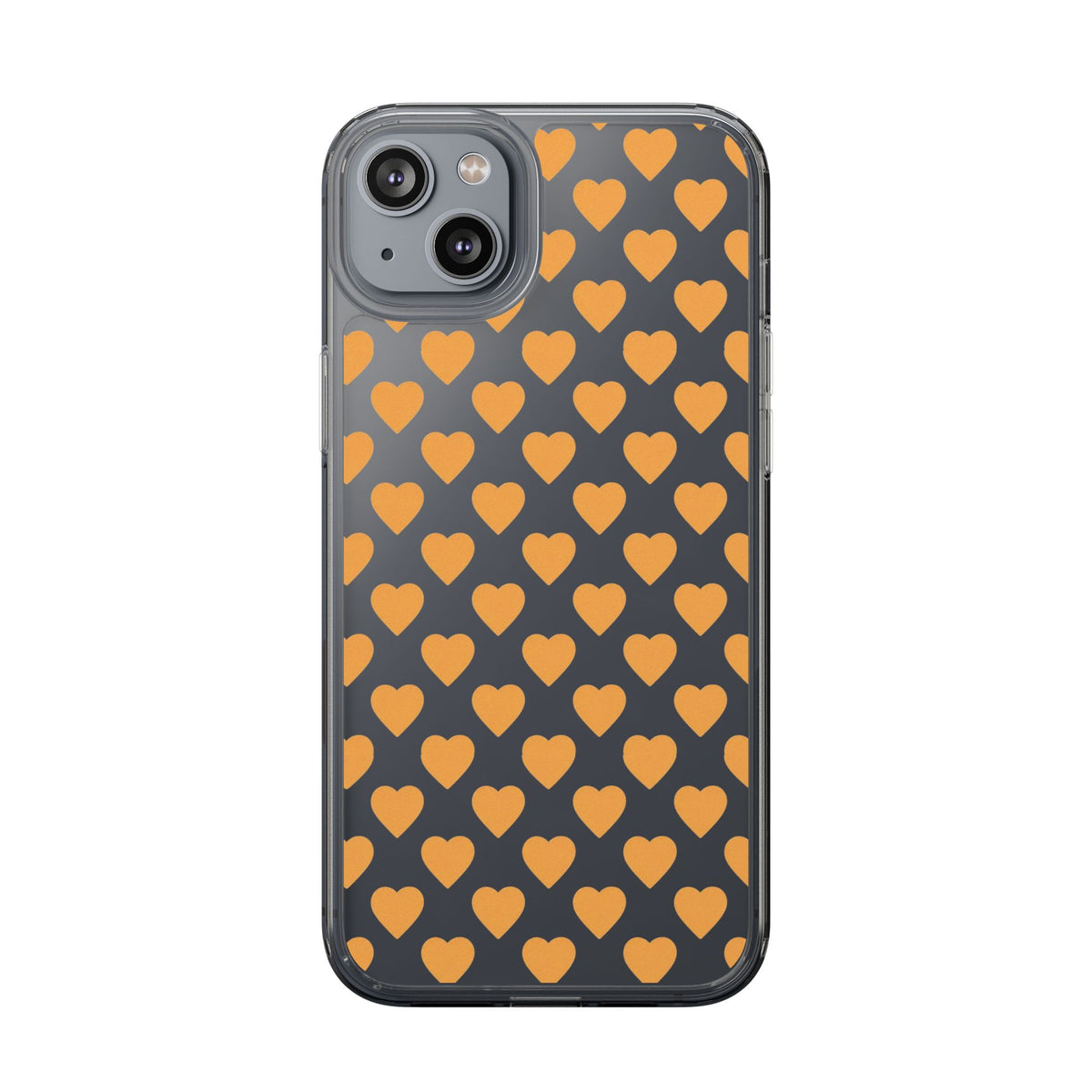 Orange Heart Pattern— Clear Phone Case