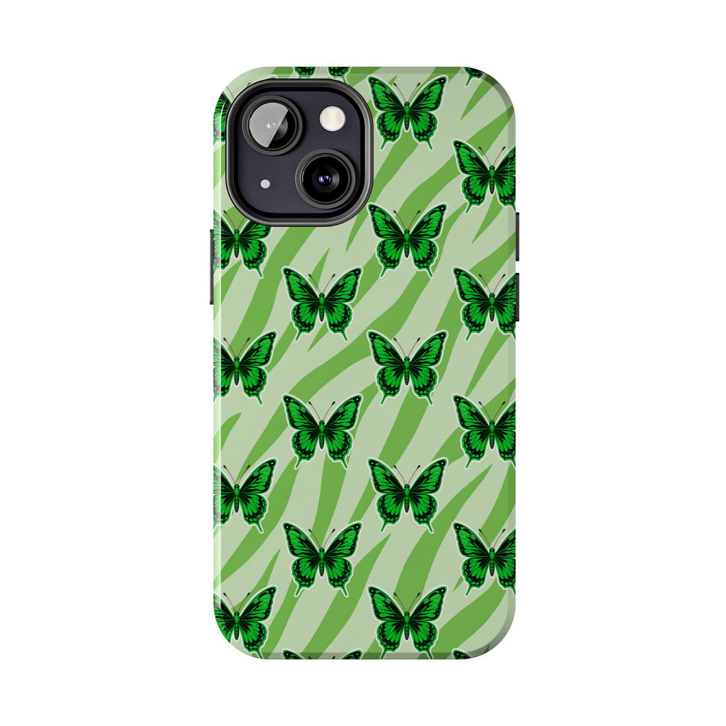 Green Butterfly and Zebra —Tough Phone Case