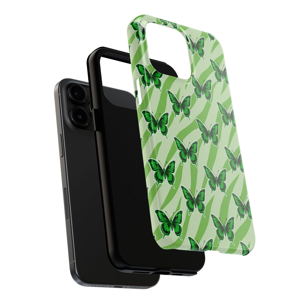 Green Butterfly and Zebra —Tough Phone Case
