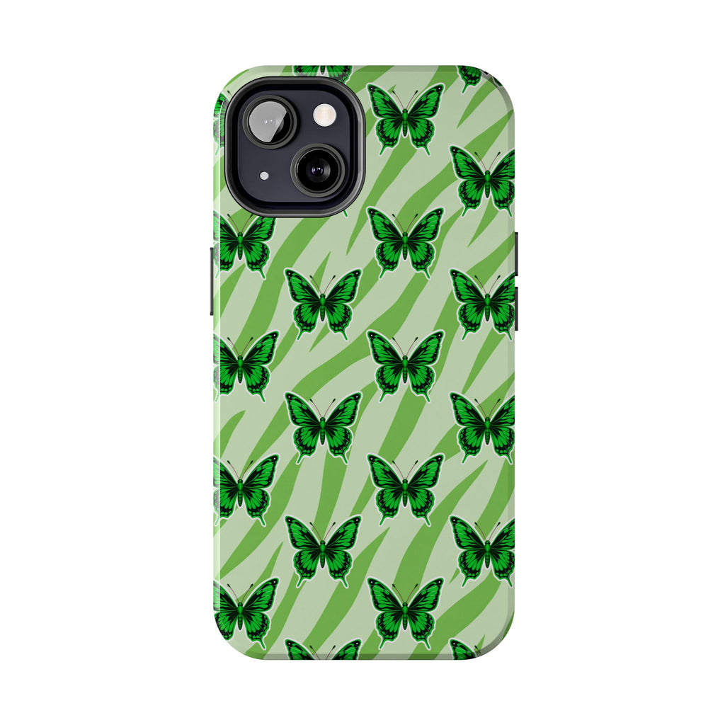 Green Butterfly and Zebra —Tough Phone Case