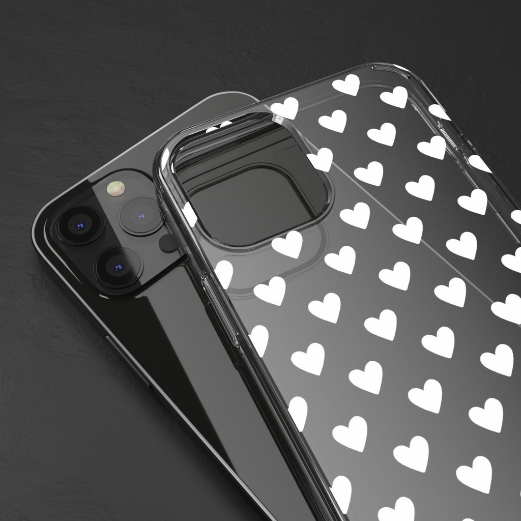 White Heart Pattern — Clear Phone Case
