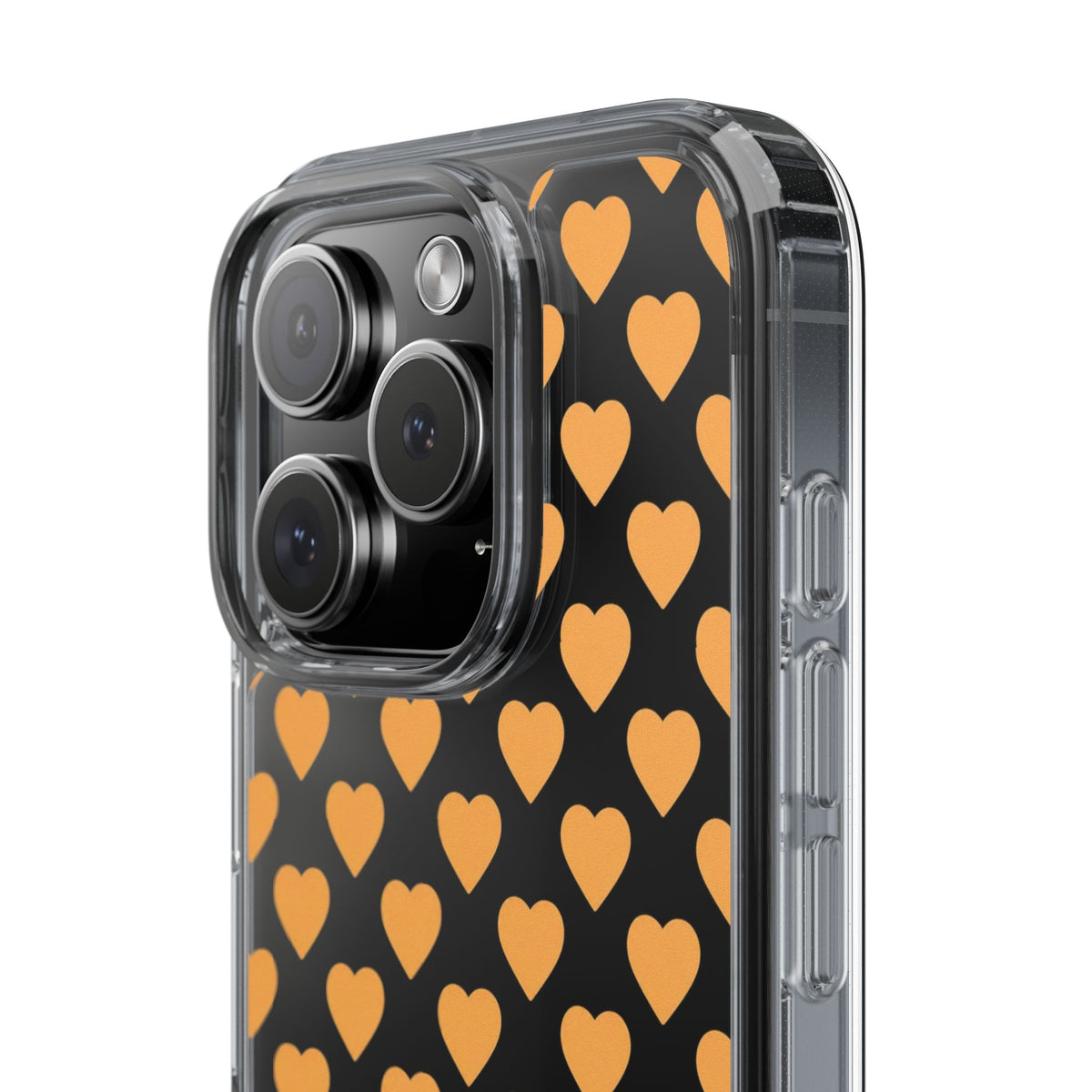 Orange Heart Pattern— Clear Phone Case