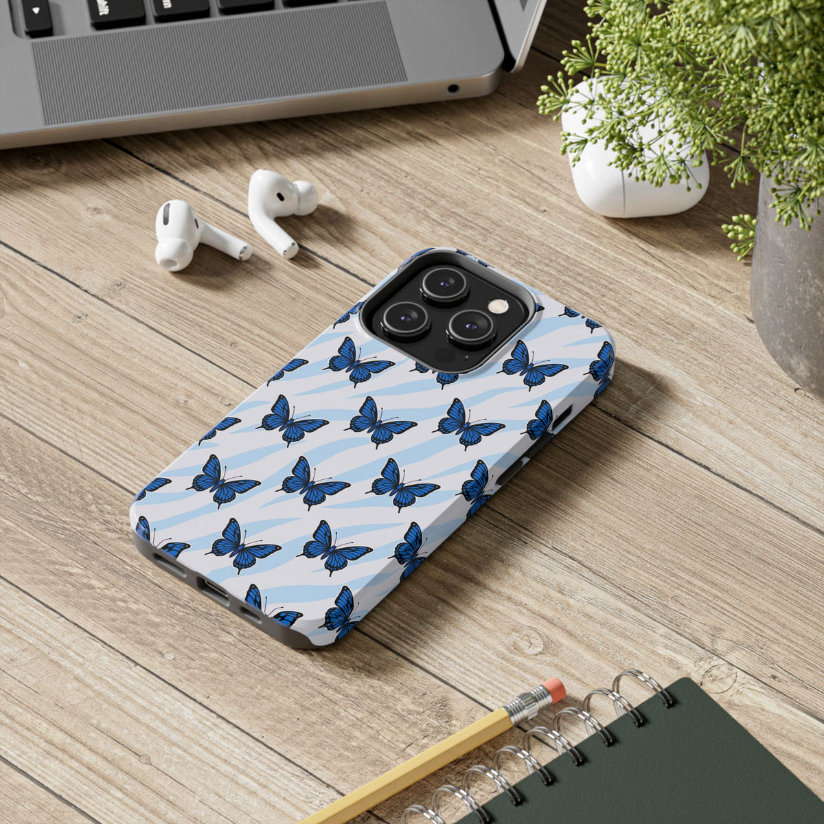 Blue Butterfly and Zebra— Tough Phone Case