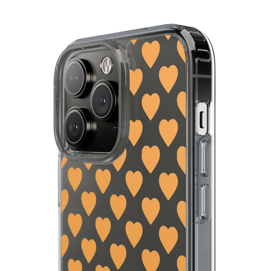Orange Heart Pattern— Clear Phone Case
