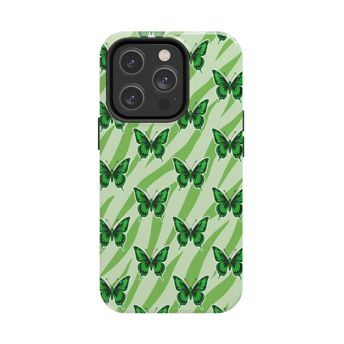Green Butterfly and Zebra —Tough Phone Case