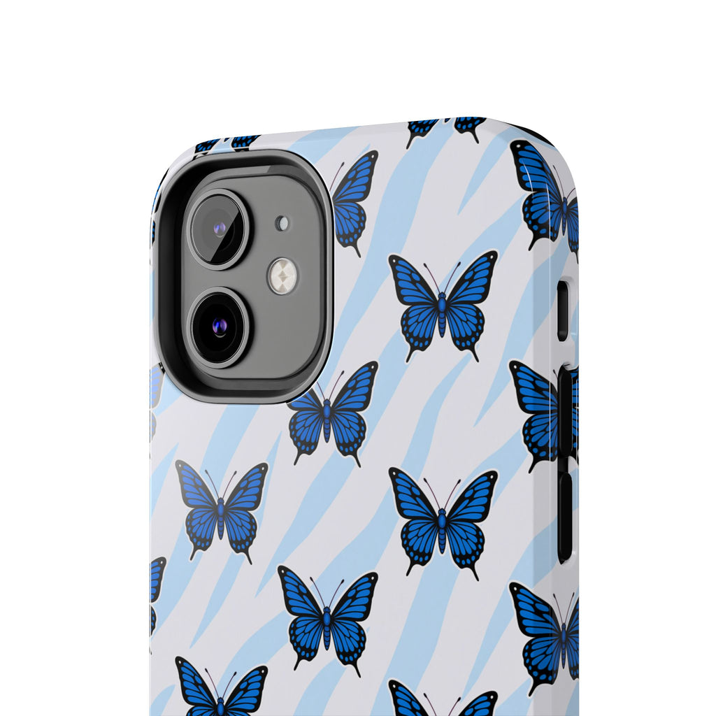 Blue Butterfly and Zebra— Tough Phone Case