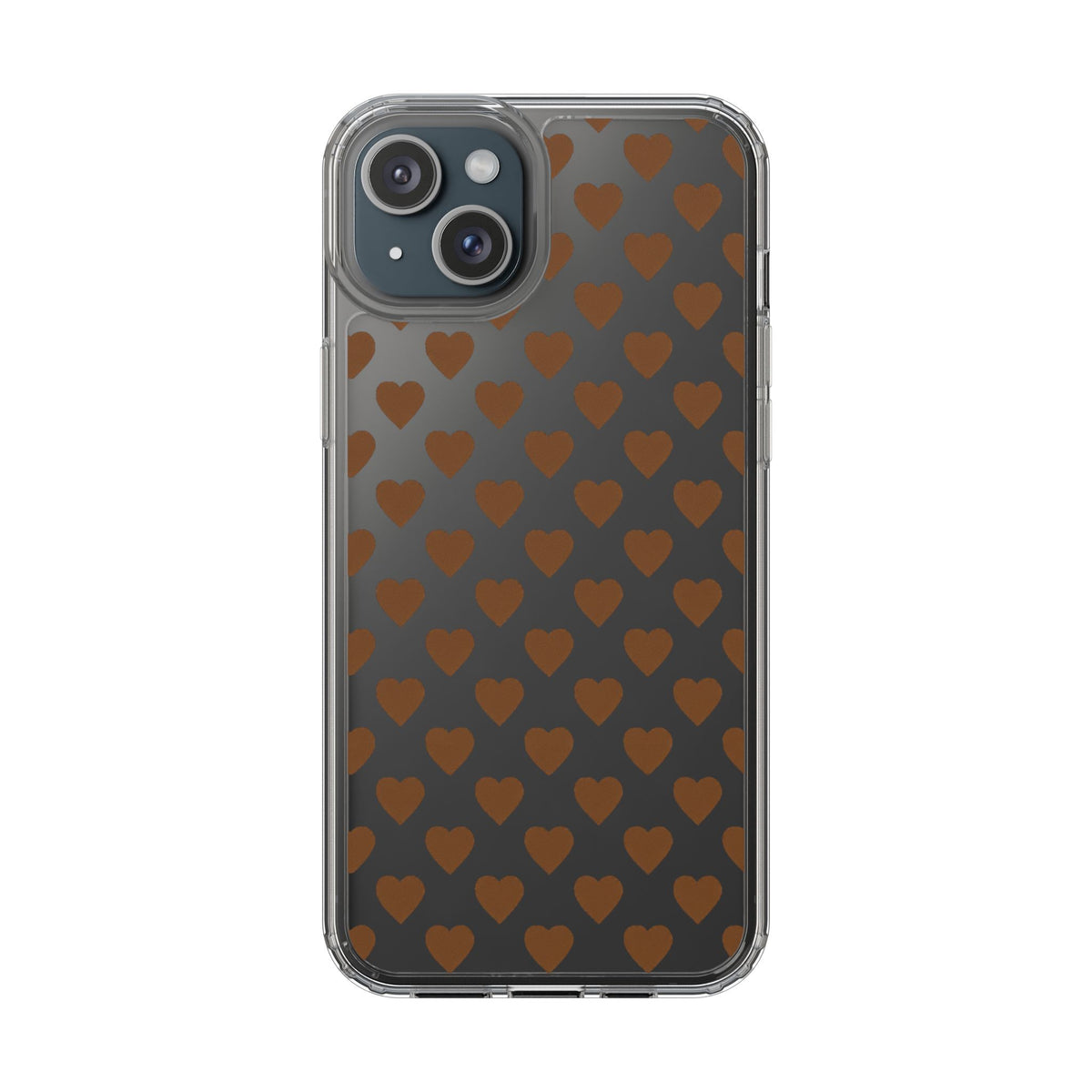 Brown Heart Pattern — Clear Phone Case