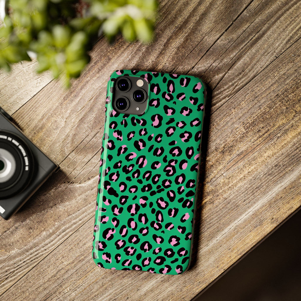 Green & Pink Leopard — Slim iphone Case