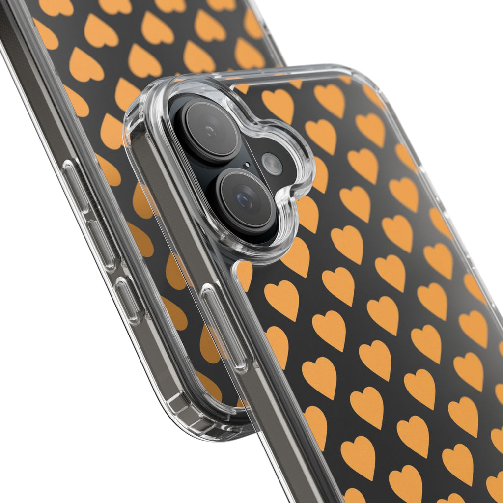 Orange Heart Pattern— Clear Phone Case