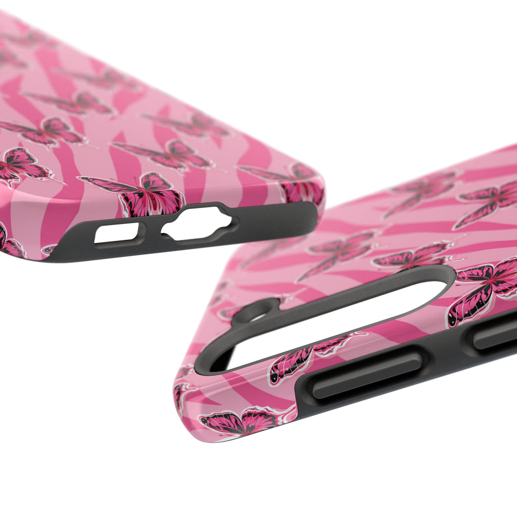 Pink Butterfly and Zebra— Tough Phone Case
