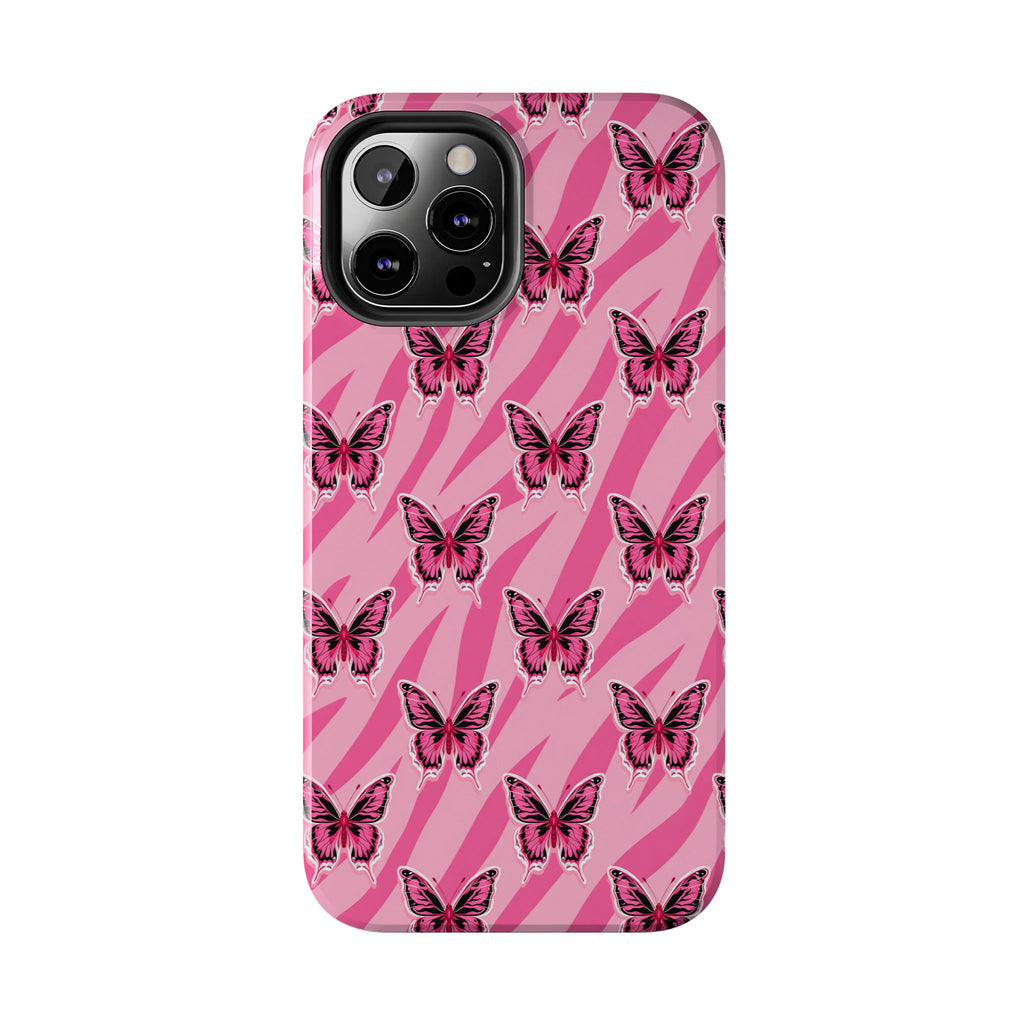 Pink Butterfly and Zebra— Tough Phone Case