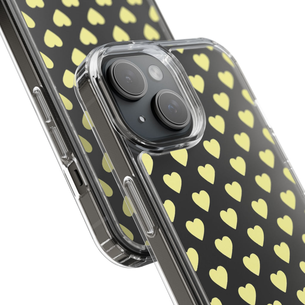 Yellow Heart Pattern — Clear Phone Case