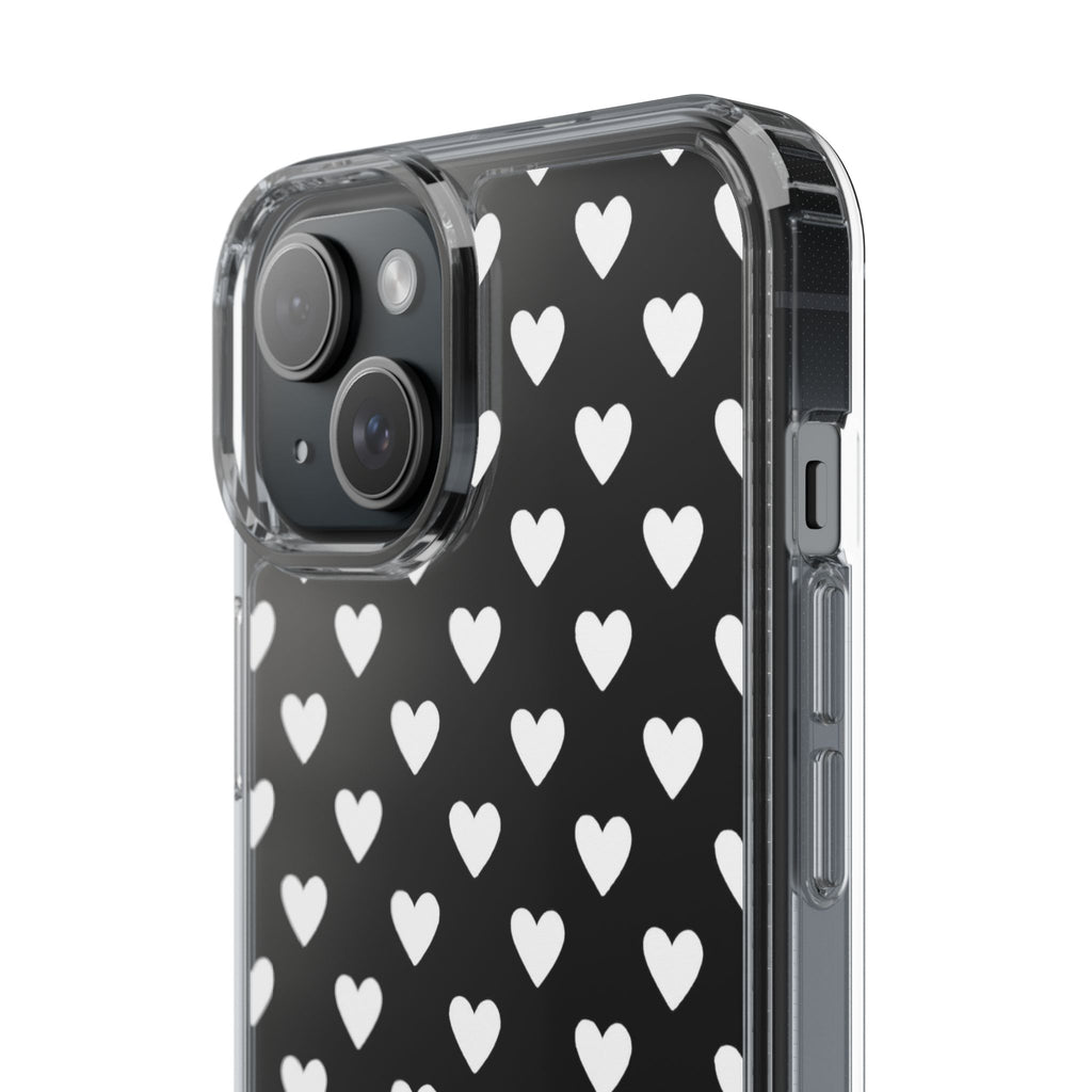 White Heart Pattern — Clear Phone Case