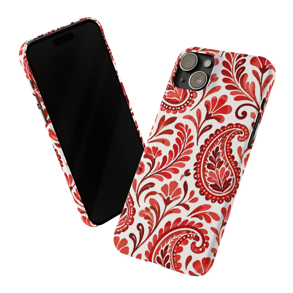 Red Paisley Pattern — Slim iphone Case