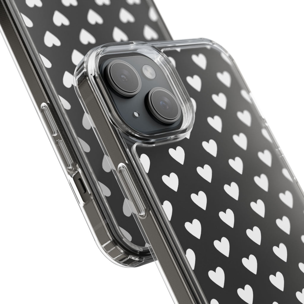 White Heart Pattern — Clear Phone Case