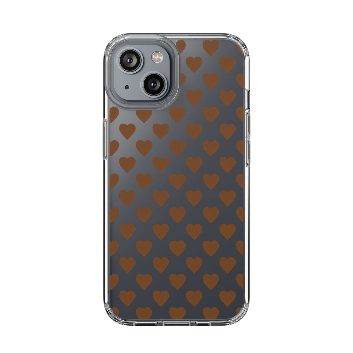 Brown Heart Pattern — Clear Phone Case