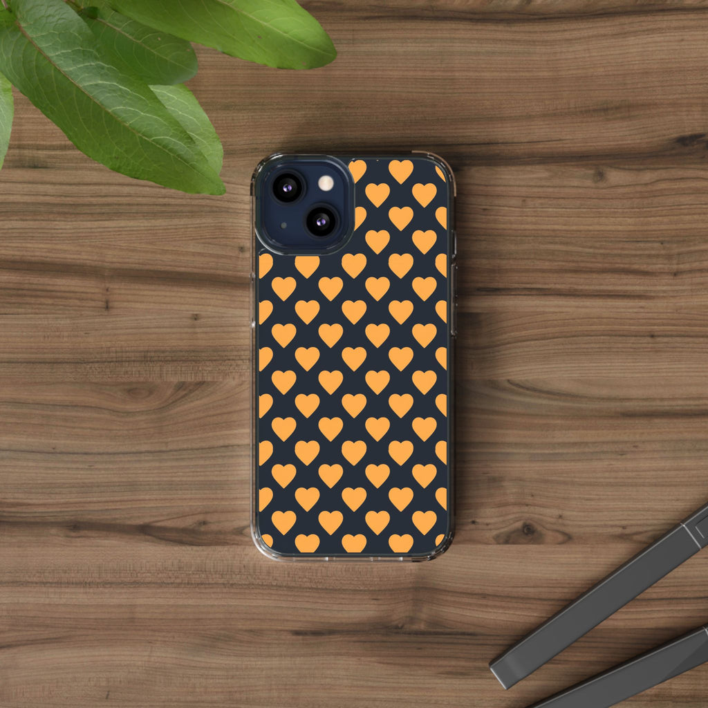 Orange Heart Pattern— Clear Phone Case