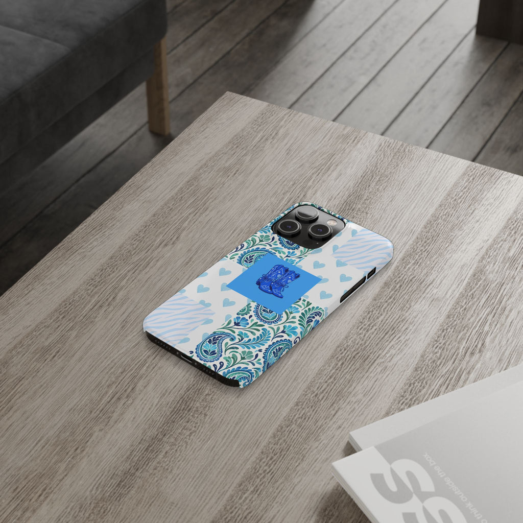 Blue Boot Multi Pattern  – Slim iphone Case