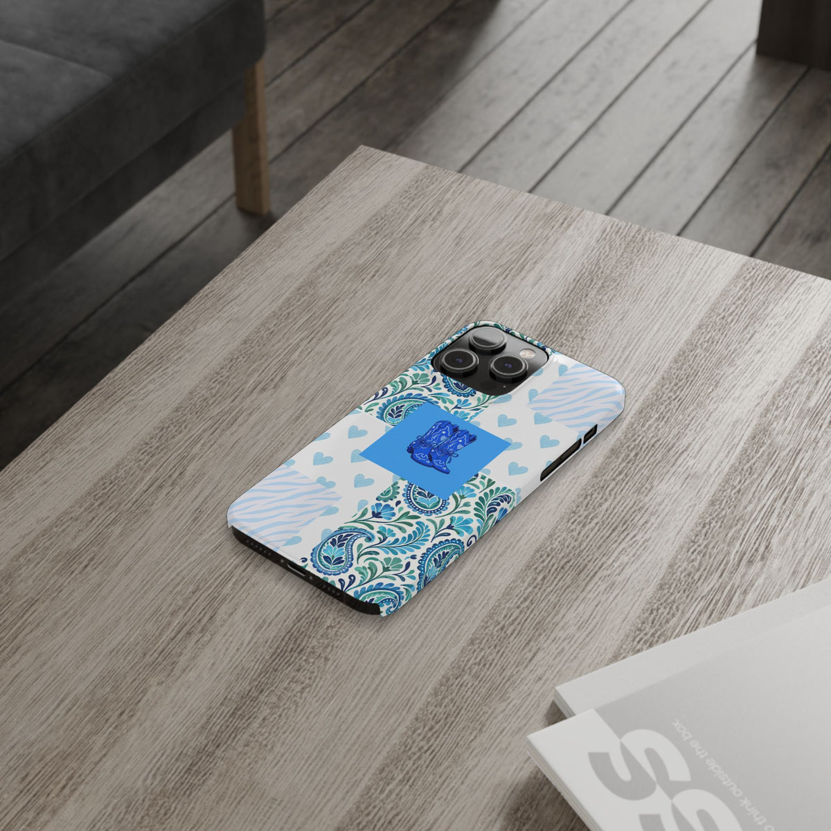 Blue Boot Multi Pattern  – Slim iphone Case