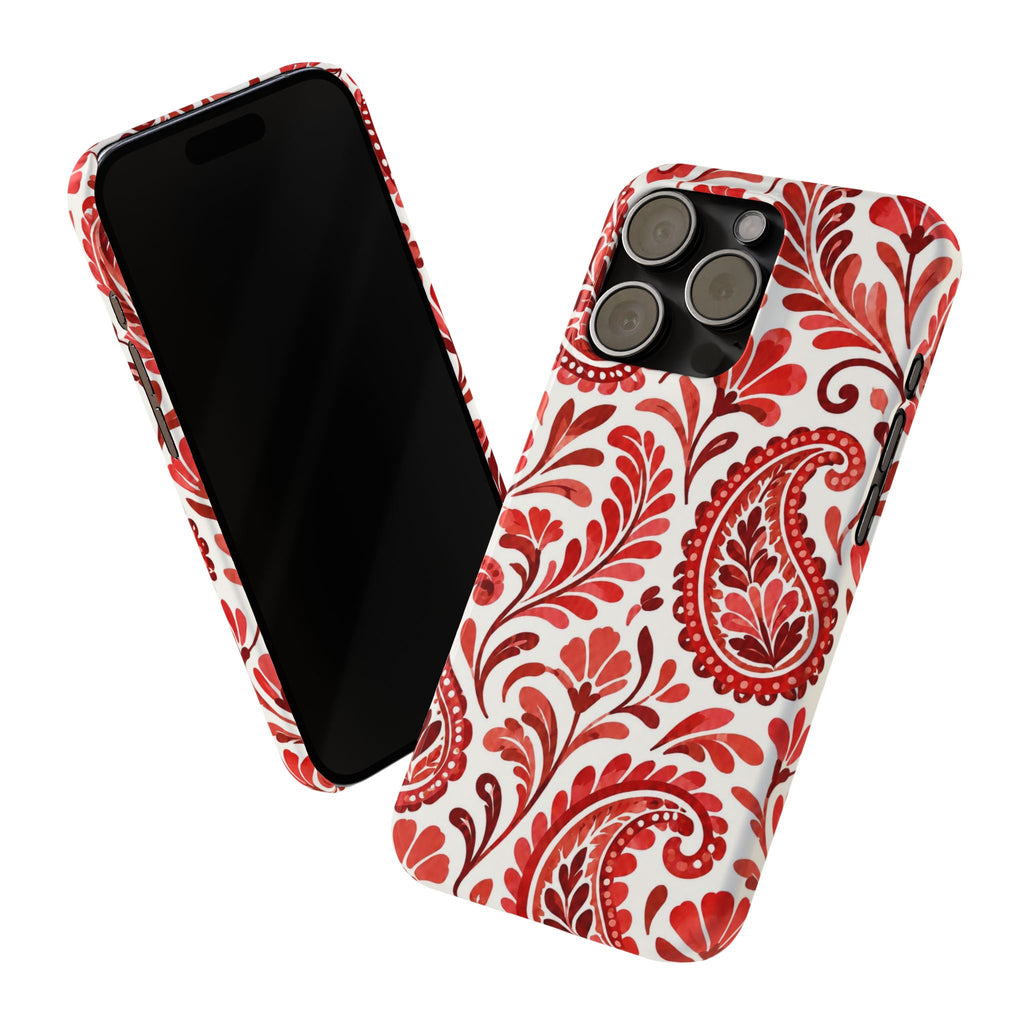 Red Paisley Pattern — Slim iphone Case