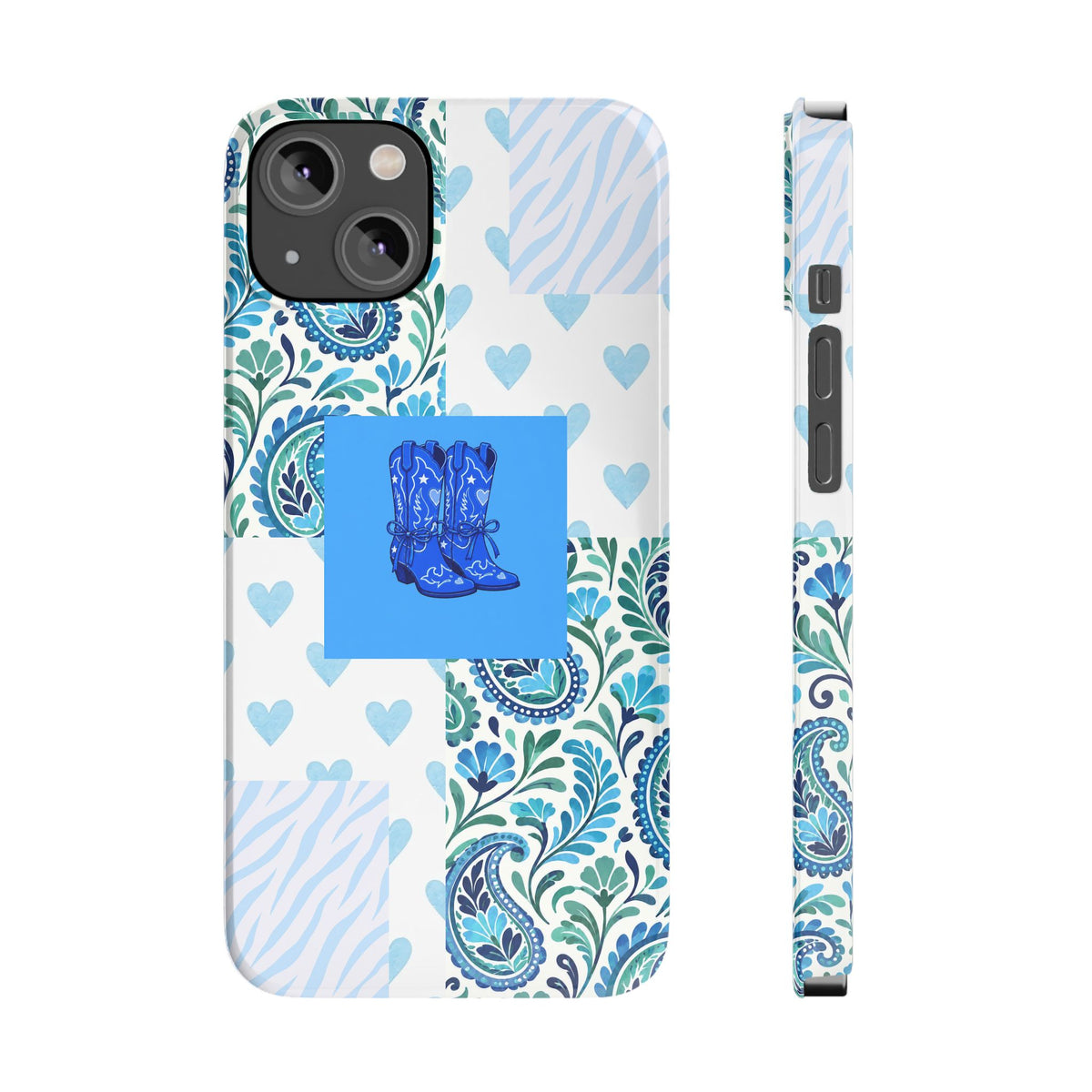 Blue Boot Multi Pattern  – Slim iphone Case
