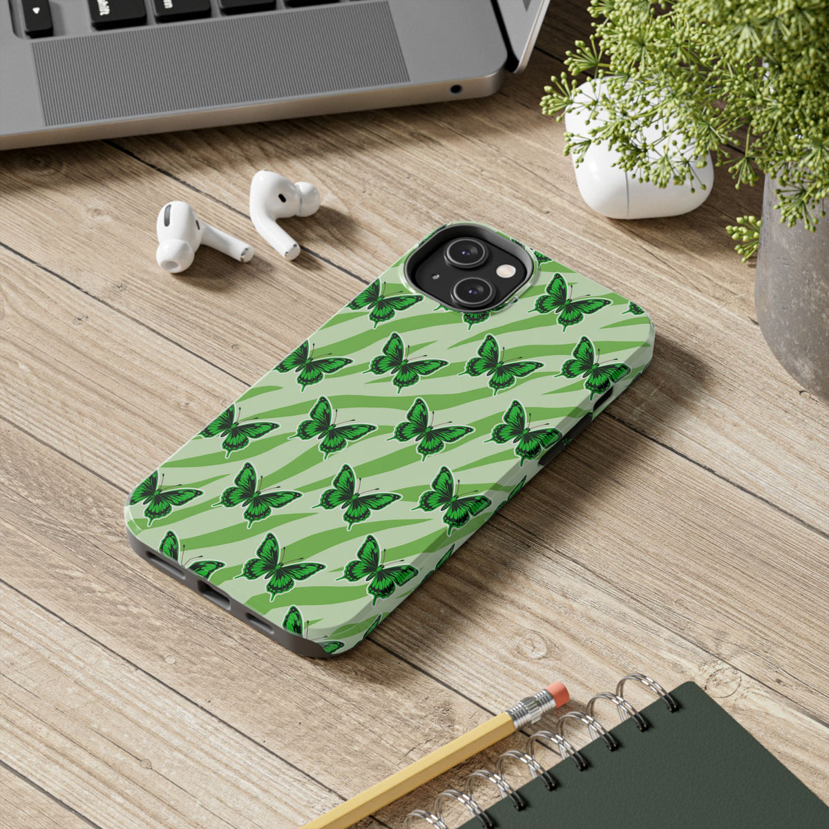 Green Butterfly and Zebra —Tough Phone Case