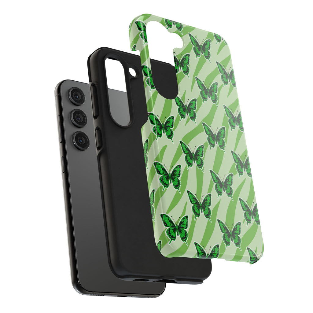 Green Butterfly and Zebra —Tough Phone Case