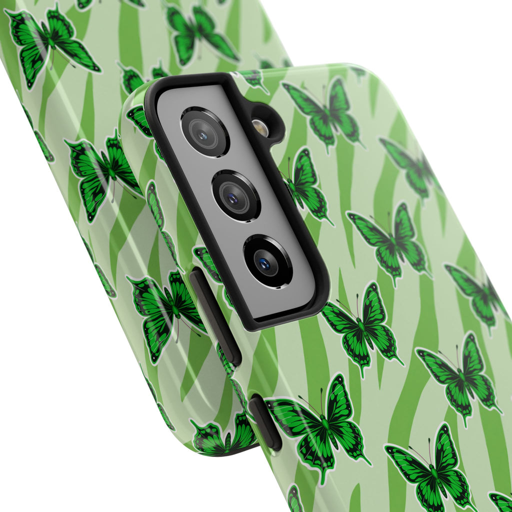 Green Butterfly and Zebra —Tough Phone Case