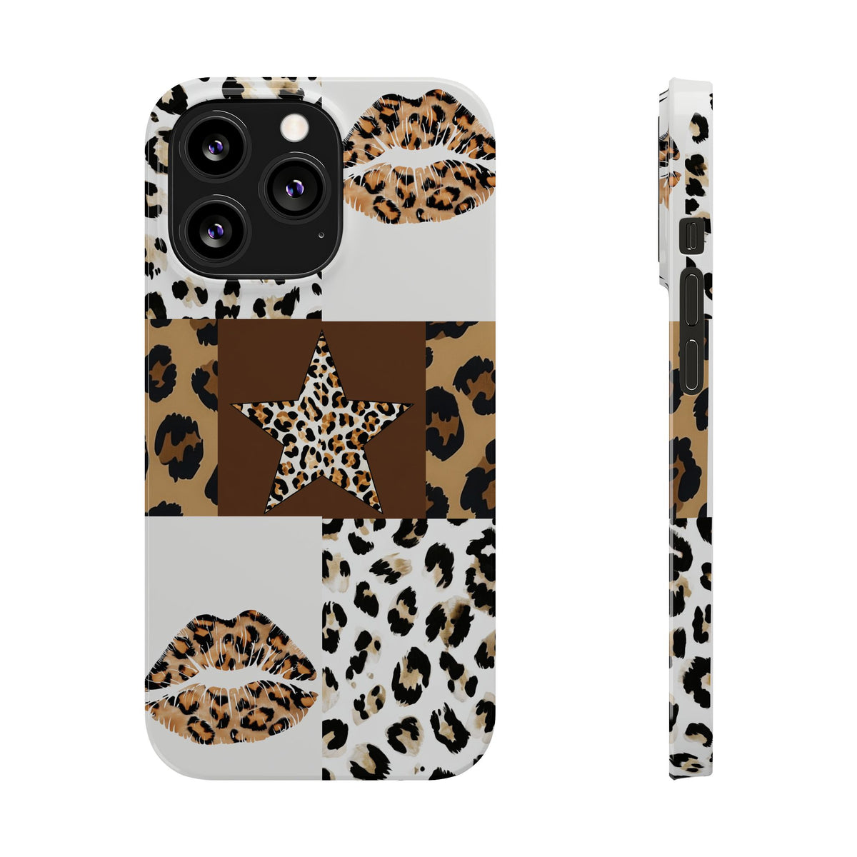 Leopard Kiss Patchwork—  Slim iphone Case