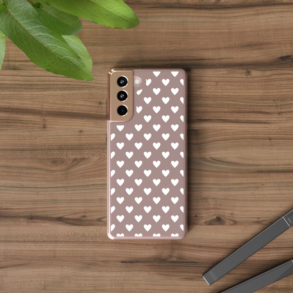 White Heart Pattern — Clear Phone Case