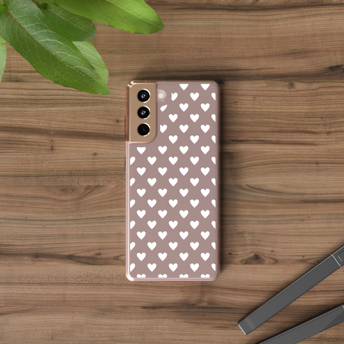 White Heart Pattern — Clear Phone Case