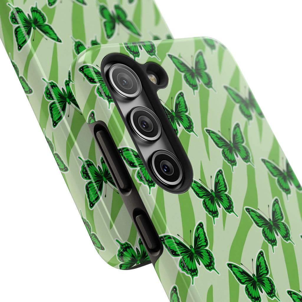 Green Butterfly and Zebra —Tough Phone Case