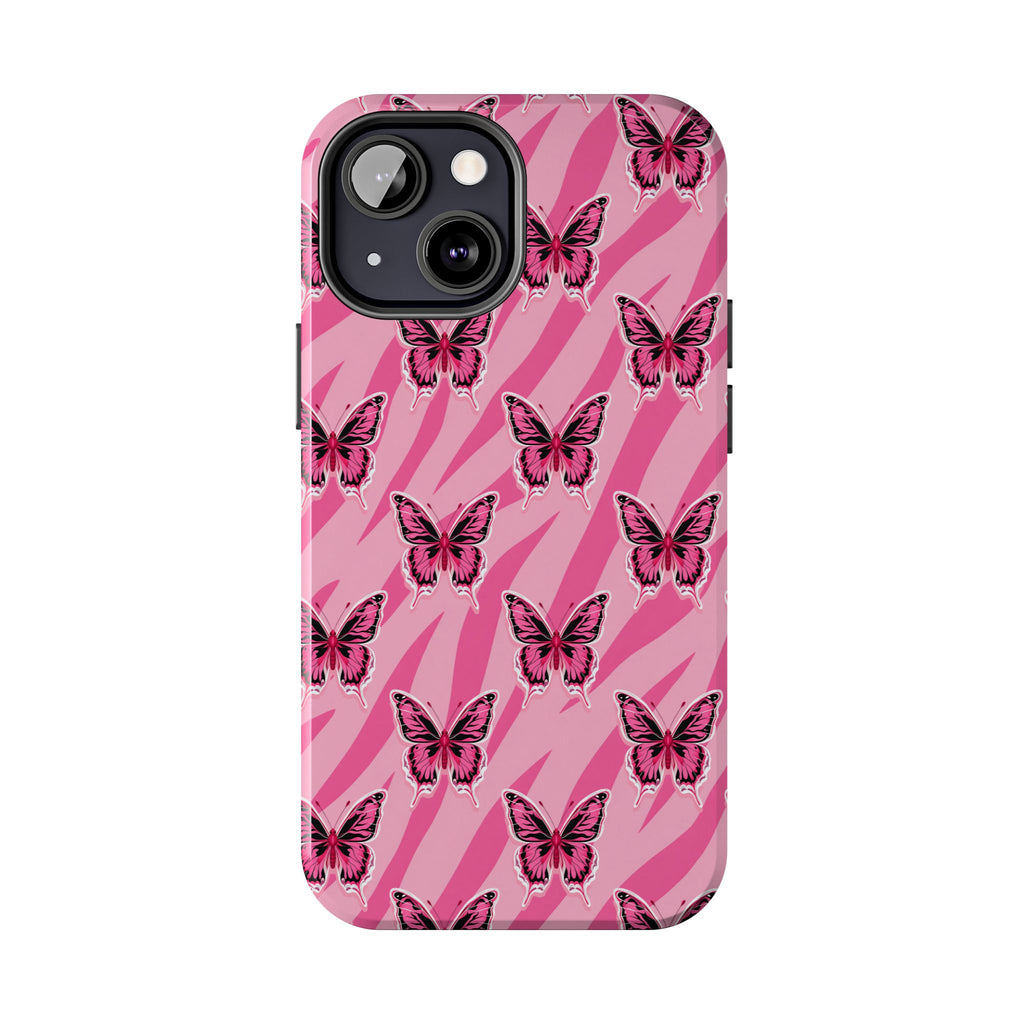 Pink Butterfly and Zebra— Tough Phone Case