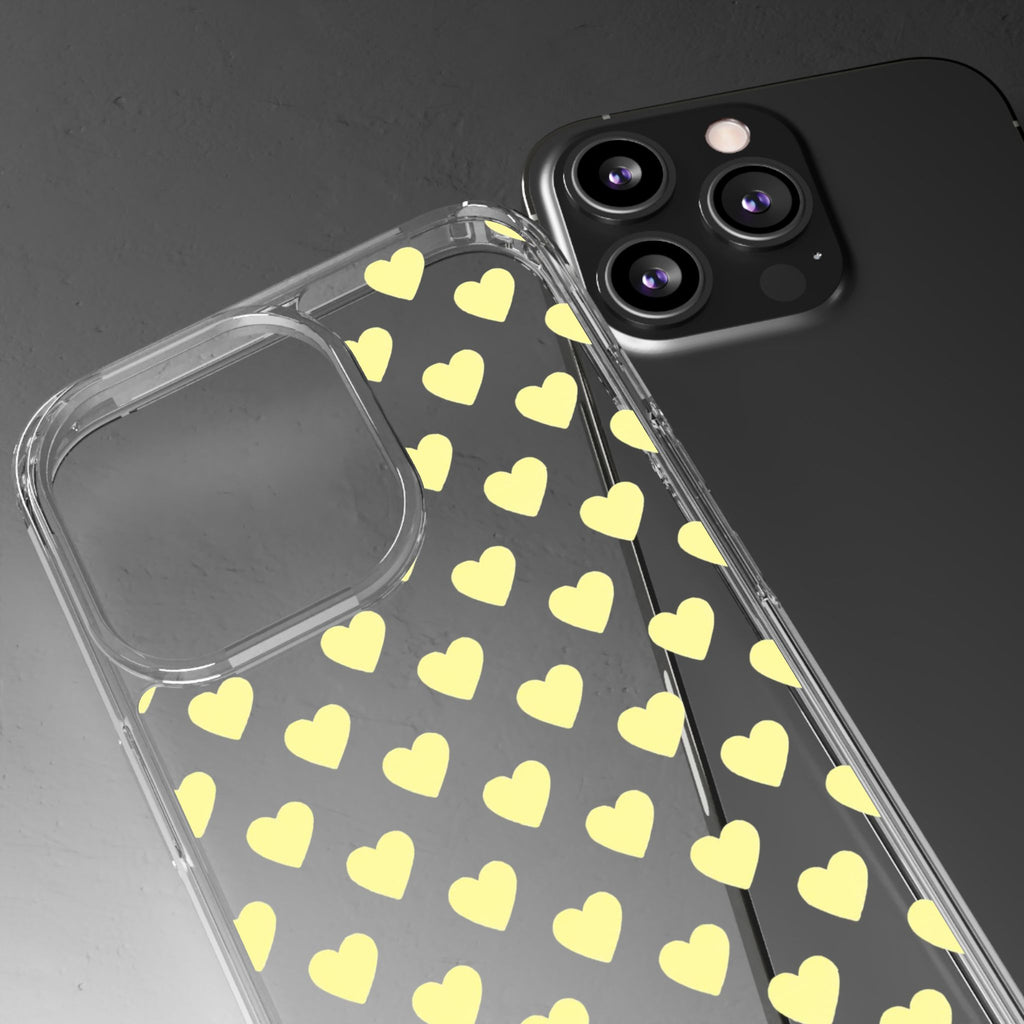 Yellow Heart Pattern — Clear Phone Case