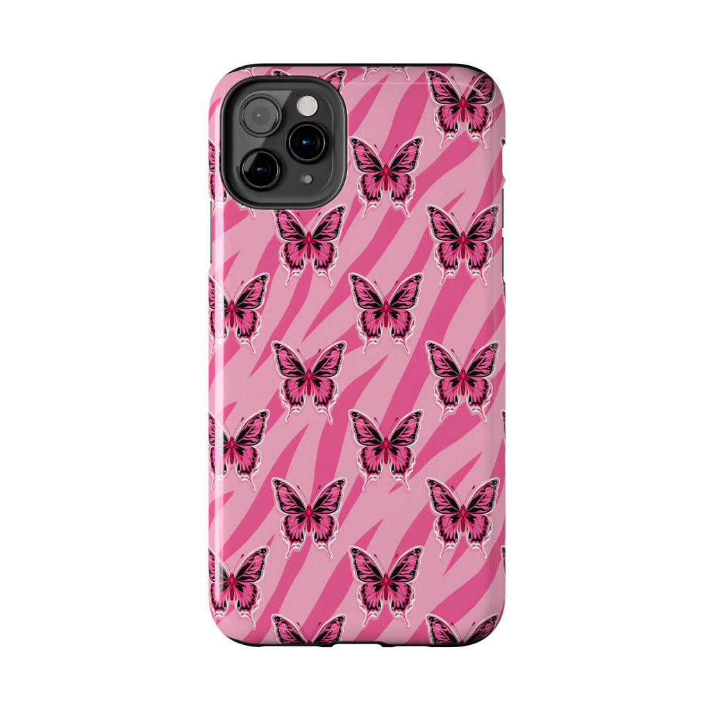 Pink Butterfly and Zebra— Tough Phone Case
