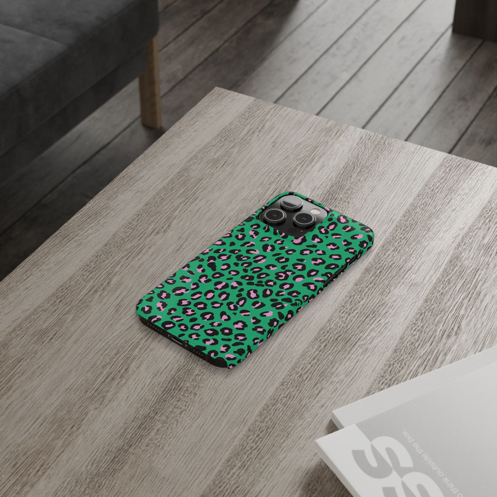 Green & Pink Leopard — Slim iphone Case