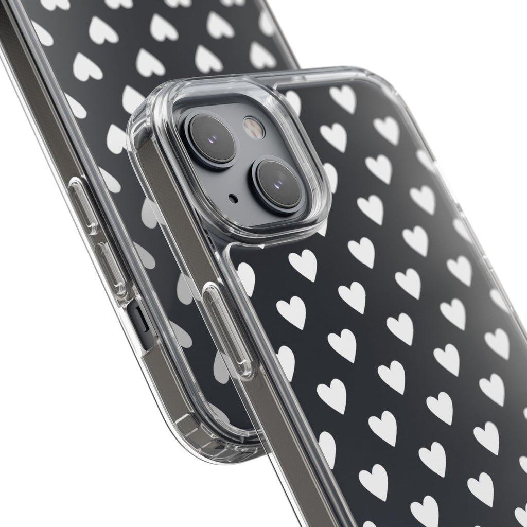 White Heart Pattern — Clear Phone Case