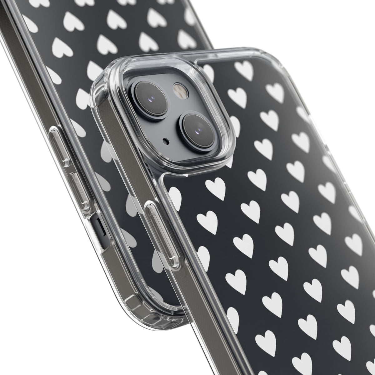 White Heart Pattern — Clear Phone Case