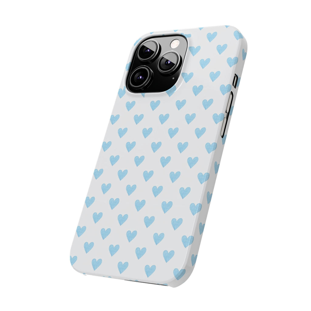 Blue Heart Pattern - Slim iphone Case